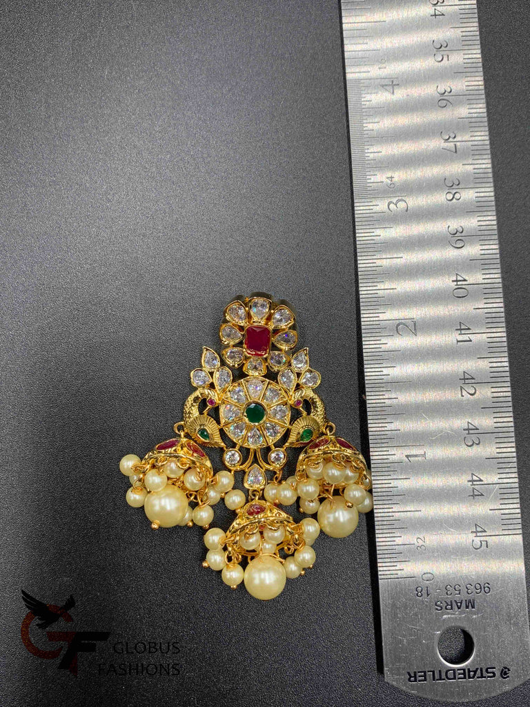 Unique peacock desig with handing Stones Jumka Earrings