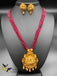 Peacock design antique look design pendant set with natural ruby beads chain