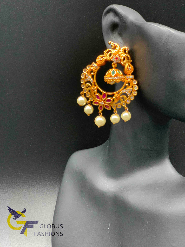 ME703YPA - Pink Color Gold Plated Jadau Kundan Earrings – Mortantra