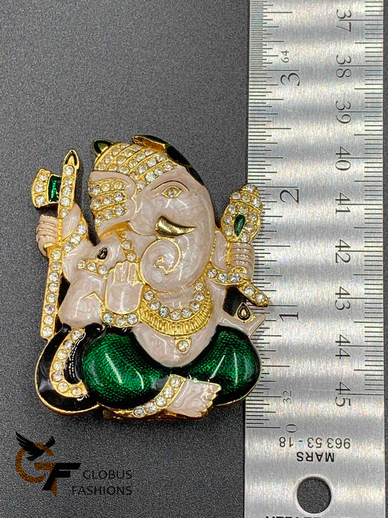 White with maroon handmade enamel paint Ganesh idol