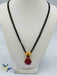 Double line black beads chain with ruby stones pendant