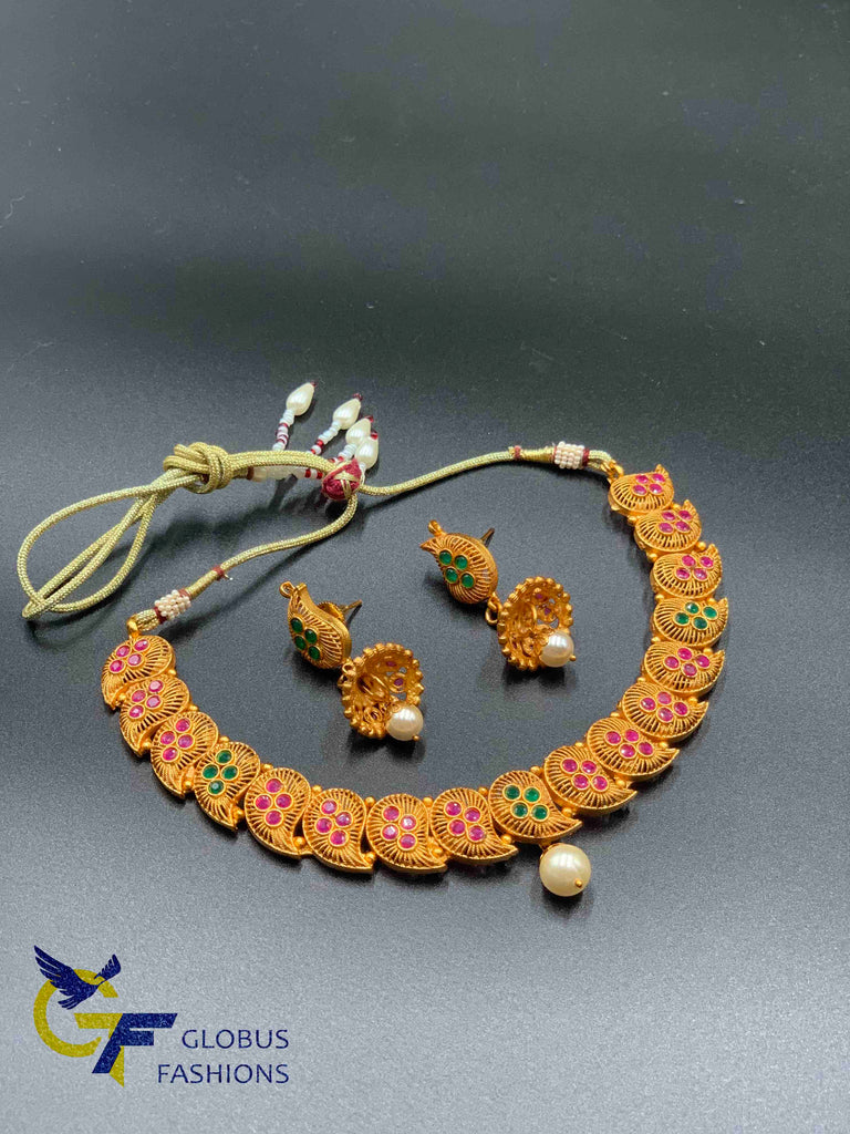 The Vajra Silver Thread Necklace  Buy temple jewellery necklace Online   KO Jewellery