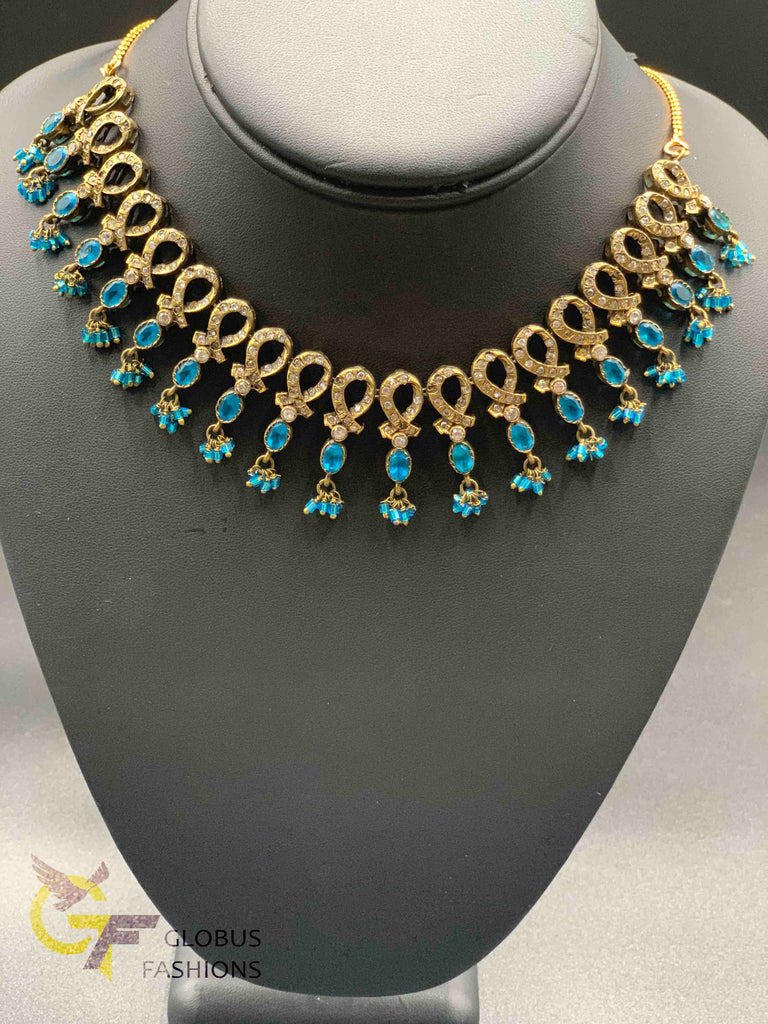 Buy White Gold Plated Kundan Choker Necklace Set Online | Sukkhi -  Sukkhi.com