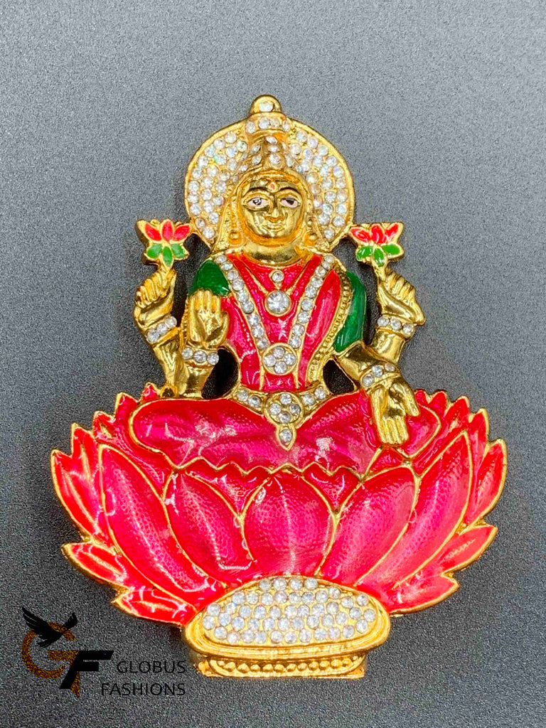 Bright pink color handmade enamel paint Lakshmi God idol