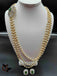Long three line pearls chain with CZ stones side locket and earrings