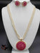 Bunch of real and natural pearls with ruby stones pendant with matching earrings