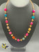 Square share natural multicolored beads with gold beads single line chain