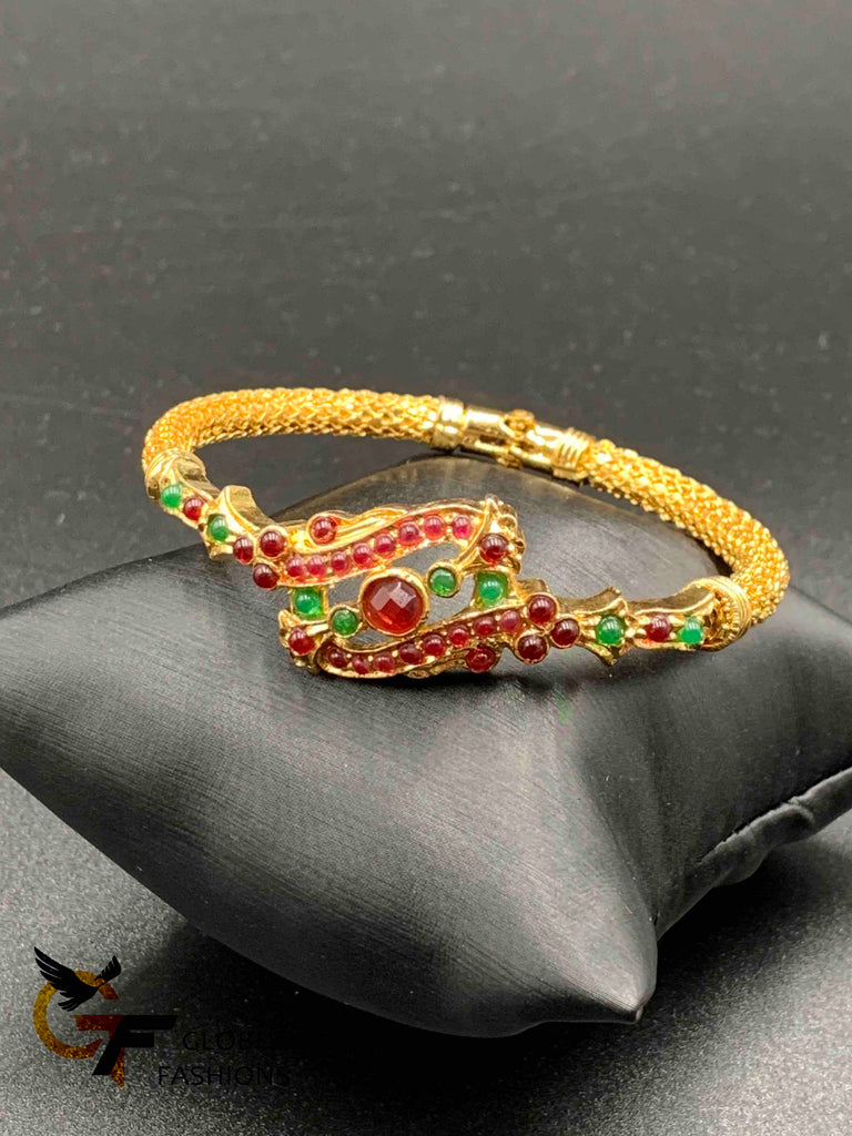 Traditional look multicolor stones kada bracelet