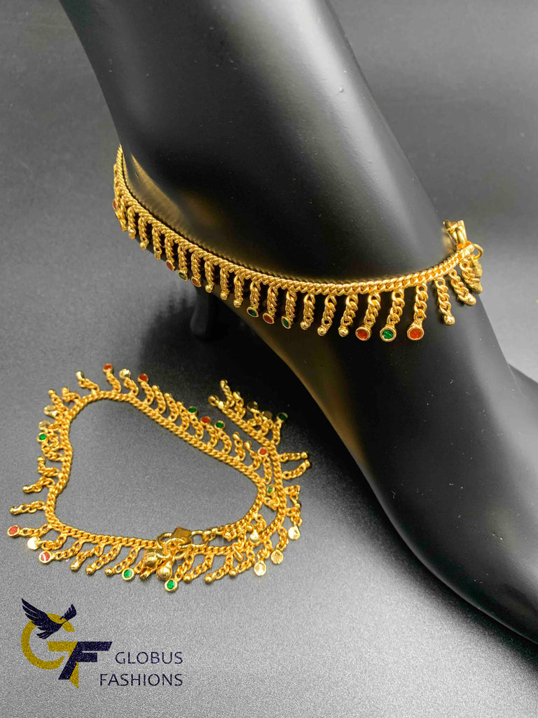 Beautiful emerald paint anklets