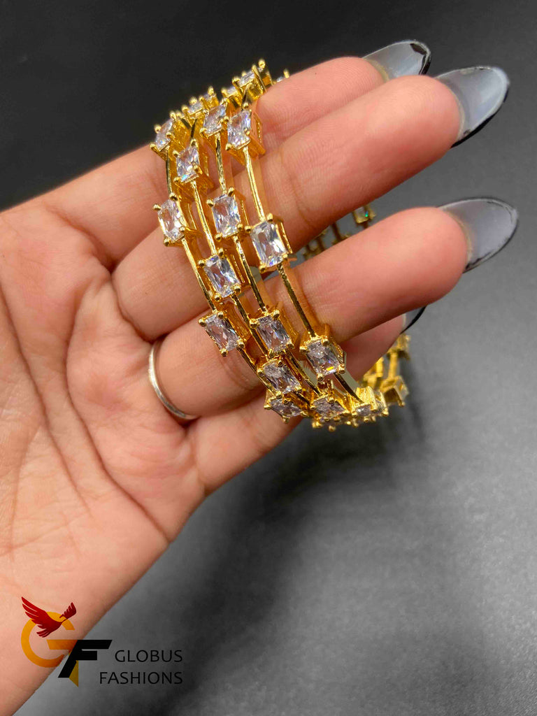 Traditional look square shape cz stones Bangles