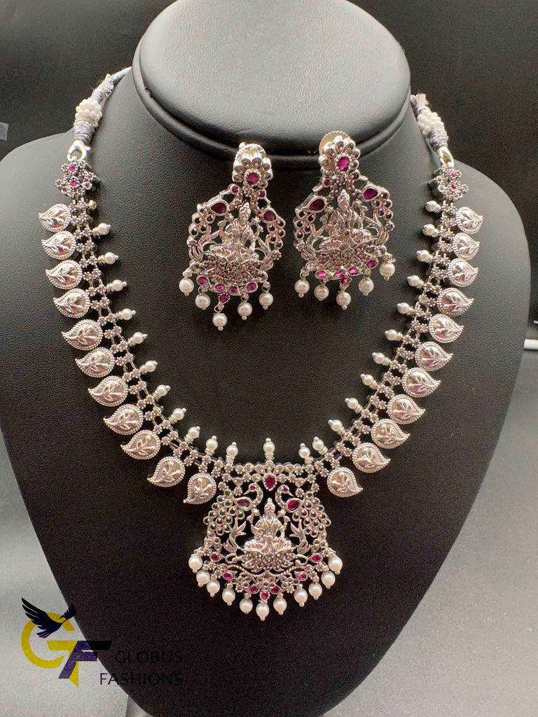 German silver Lakshmi and mango design necklace set