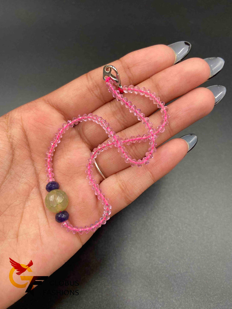 Light pink color Crystal beads single anklet