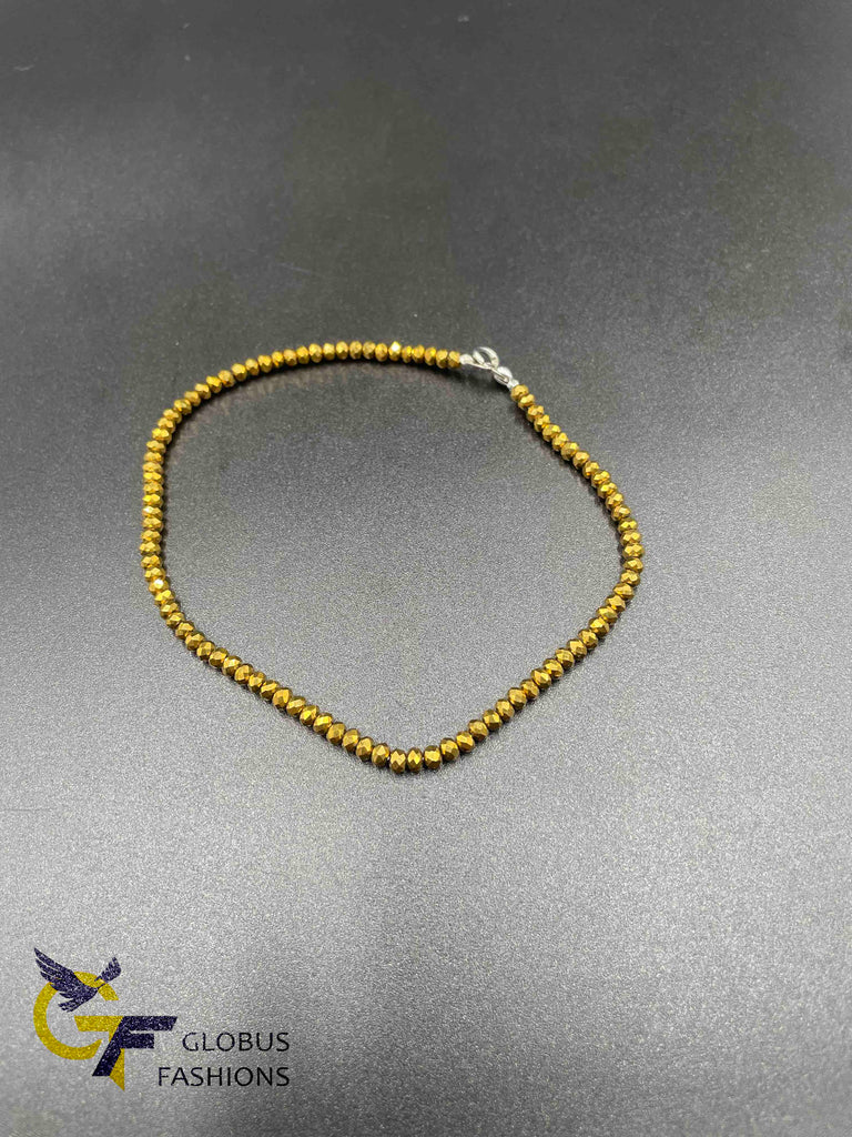 2 mm gold Crystal beads single anklet