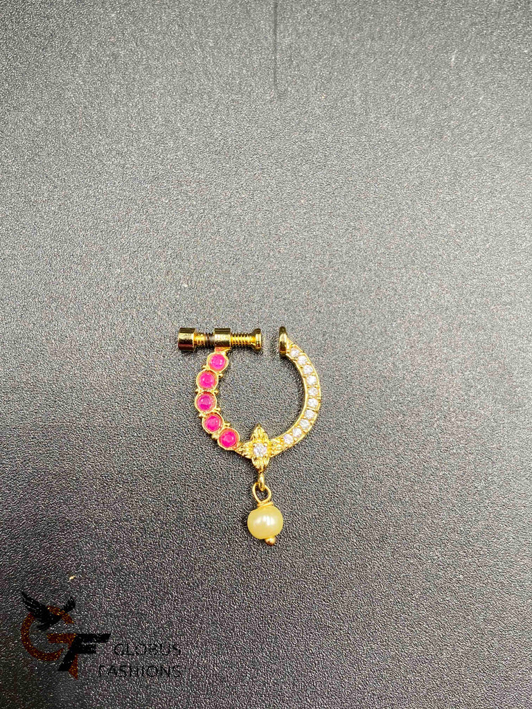 Multicolor Stones with Pearls nose rings