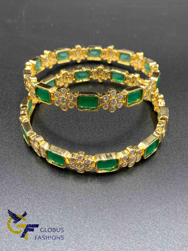 Ruby & Emerald Stones with cz Stones Bangles
