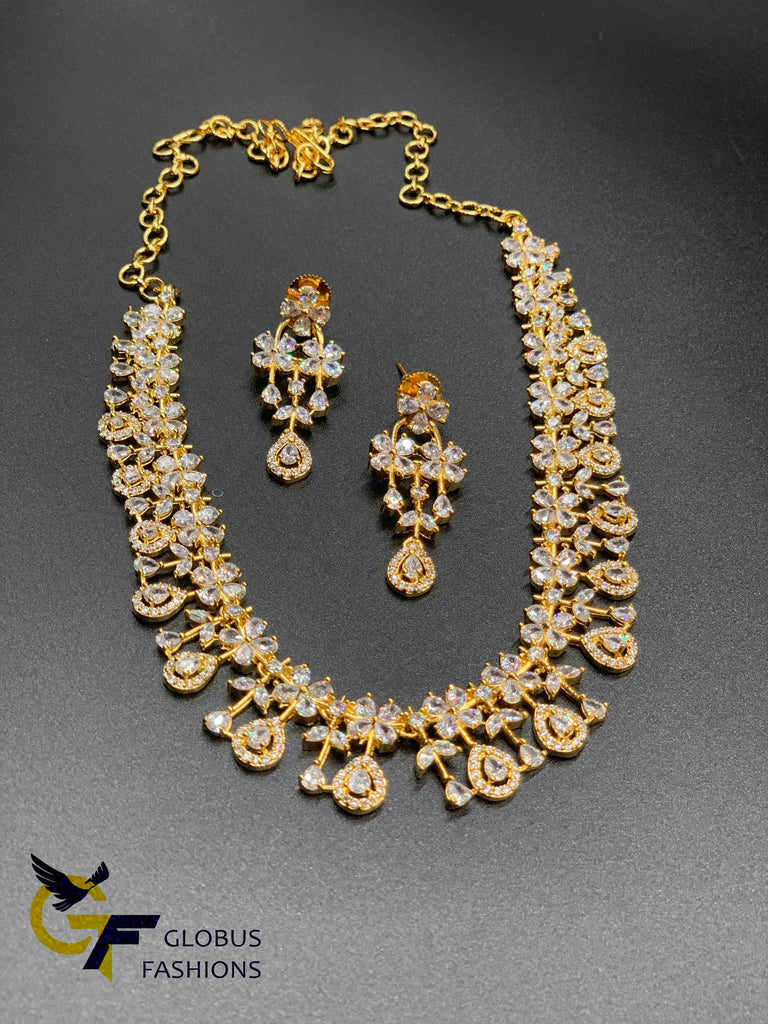 Unique design cz stones necklace set