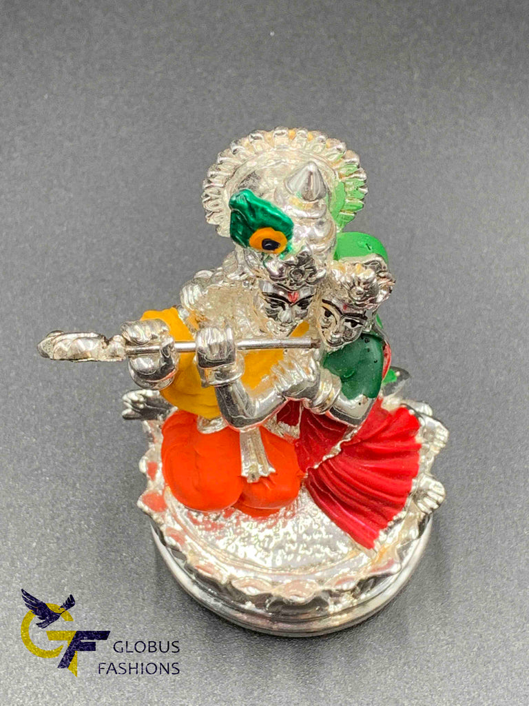 Full silver tone with enamel Paint Radhakrishna idol