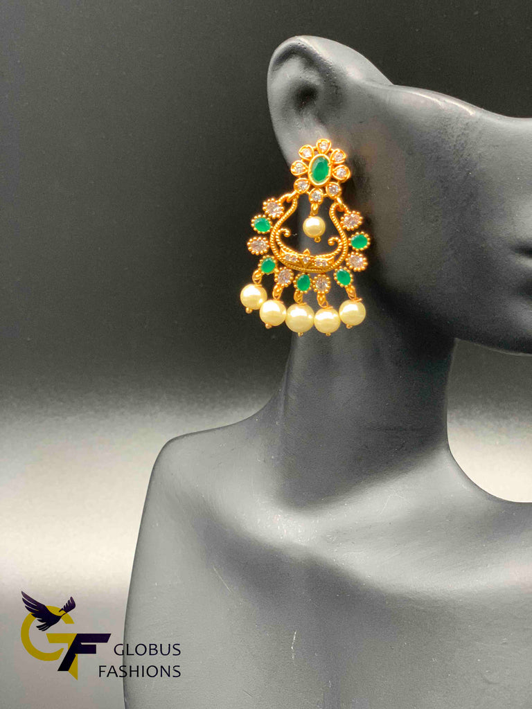 Different color stones chandbali earrings