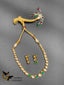 Kundan stones with emerald stones single line necklace