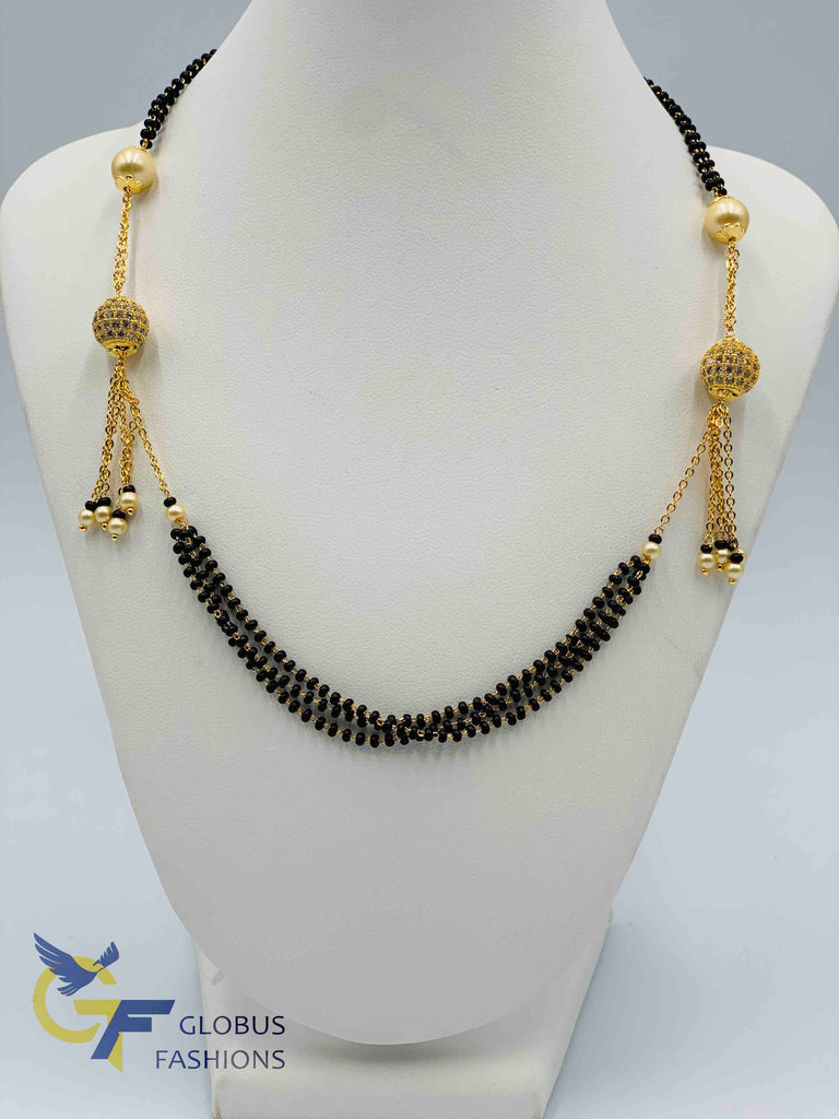 Simple design black Beads Chain with gold ball pendant – Globus Fashions