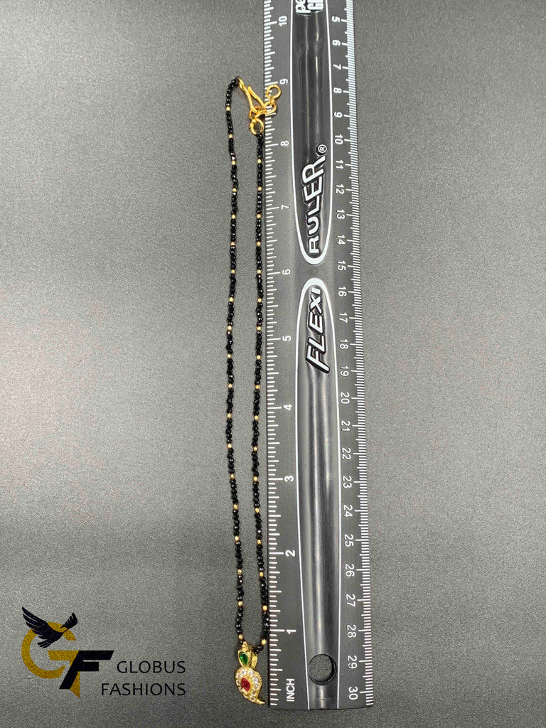Mango design pendant with single line black Diamond beads chain