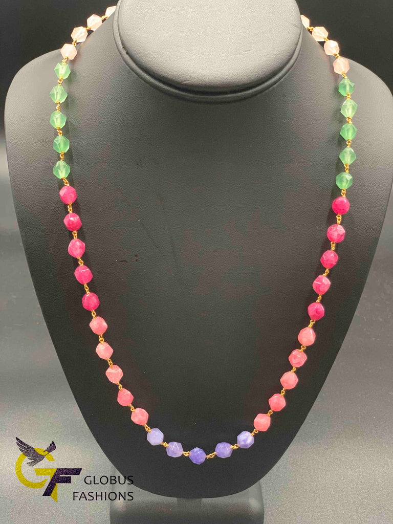 Multicolor beads with light purple beads single line chain