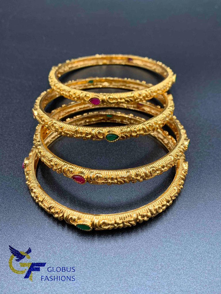 Antique look bangles with multicolor stones
