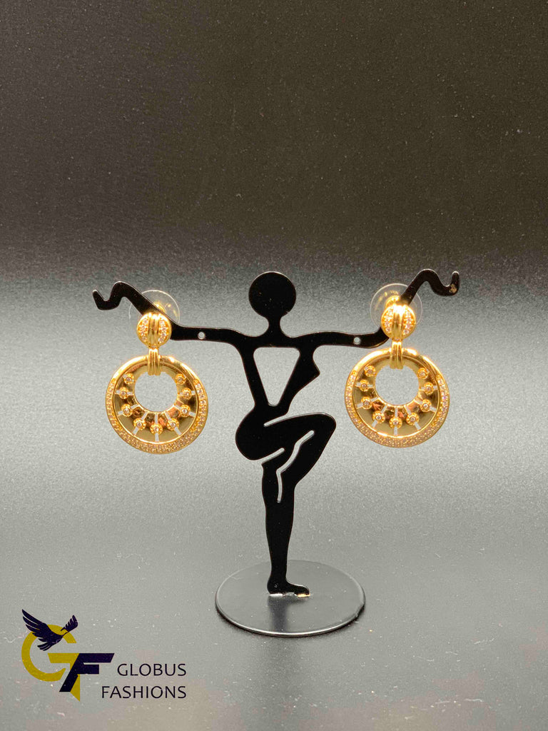 Elegant plain gold with cz stones earrings