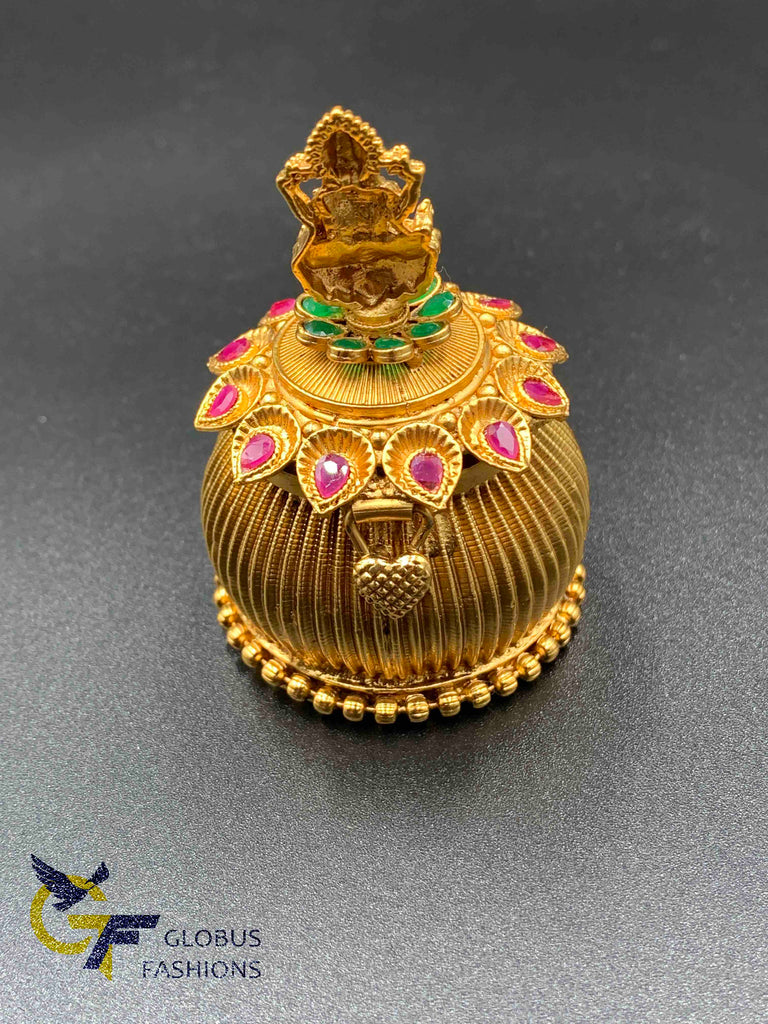Traditional and antique finish lakshmi devi print kumkum box