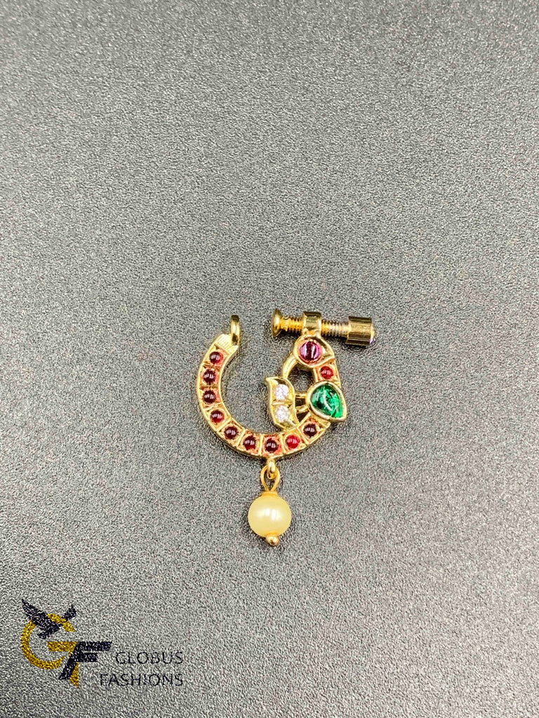 Kemp stones peacock design nose rings