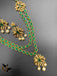 Double line semi-precious Emerald stones simple necklace set