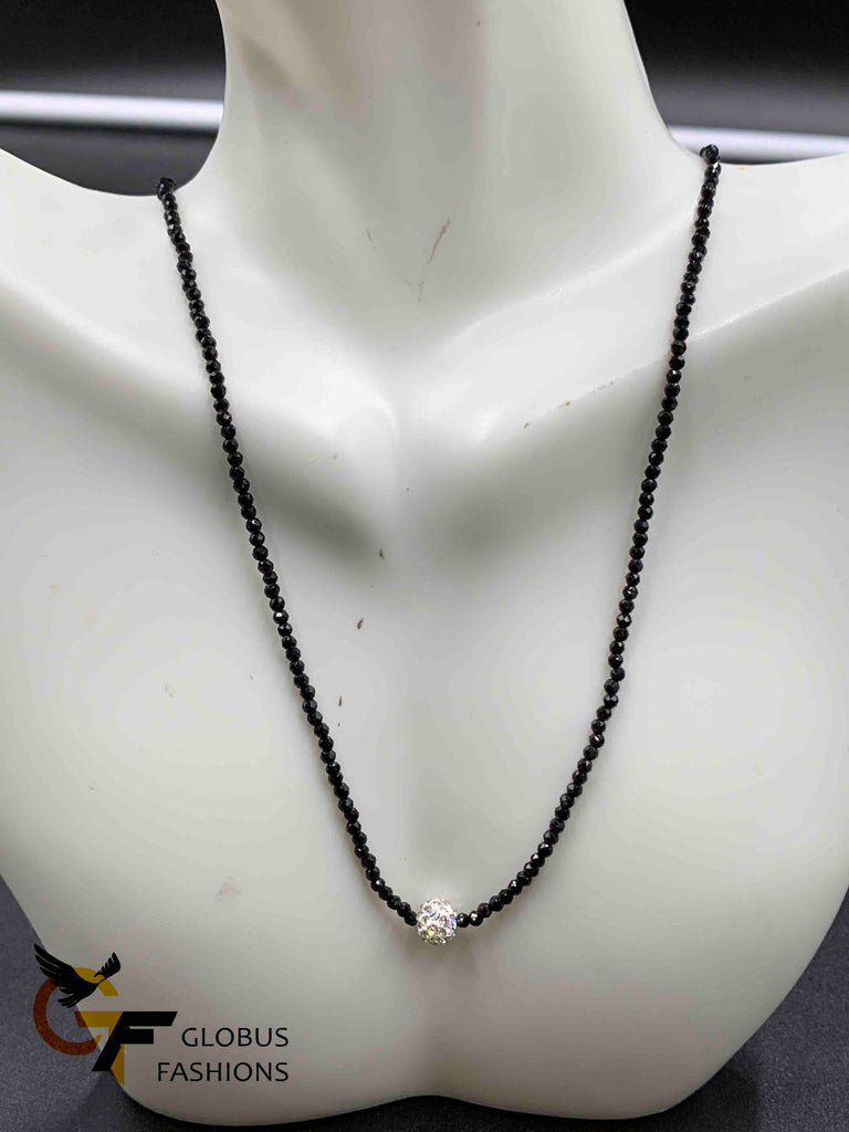 Single line black Diamond beads with silver ball