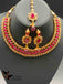 Cute ruby with polki stones necklace set