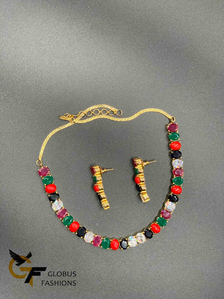 Cute multicolor stones necklace set