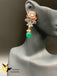 Simple design emerald stones German silver earrings
