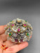 Beautiful multicolor stones with pearls cute kumkum and turmeric box