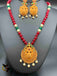 Pure ruby beads with traditional antique pendant and earrings set