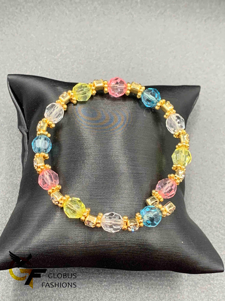 Multicolor Beads with cz Stones beads bangle bracelet