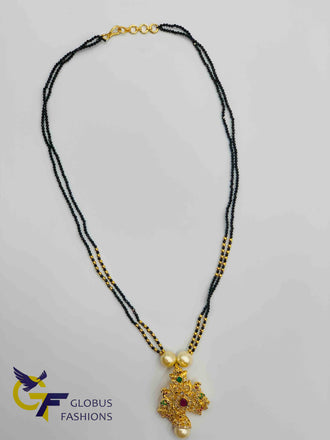 Simple design black Beads Chain with gold ball pendant – Globus Fashions