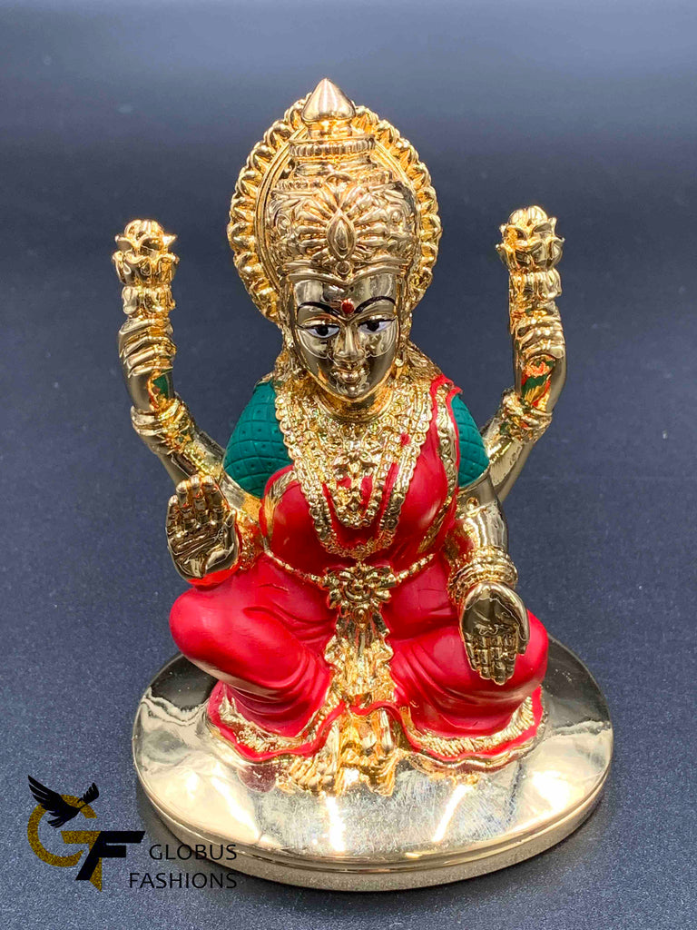 Enamel paint with gold coated goddess Lakshmi Devi idol