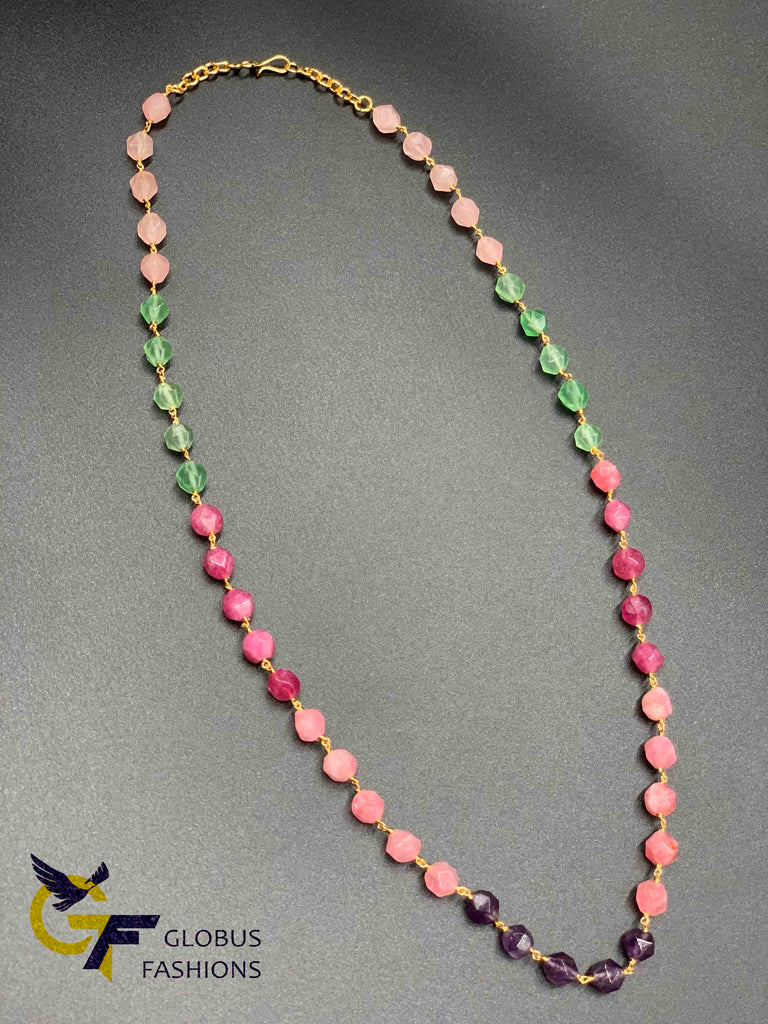 Single line multicolor beads with dark purple beads chain