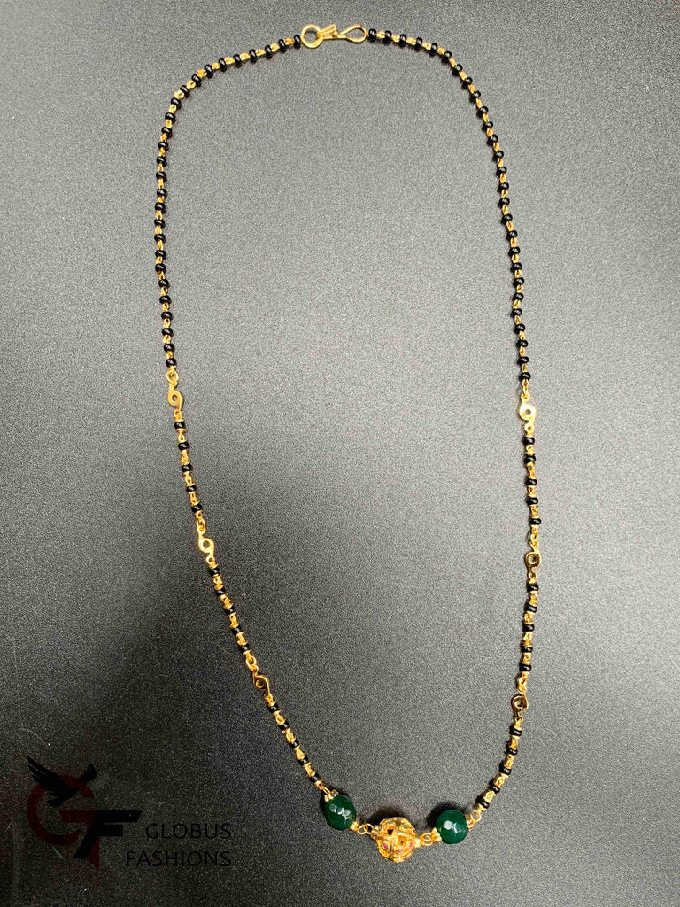 Simple design black Beads Chain with gold ball pendant
