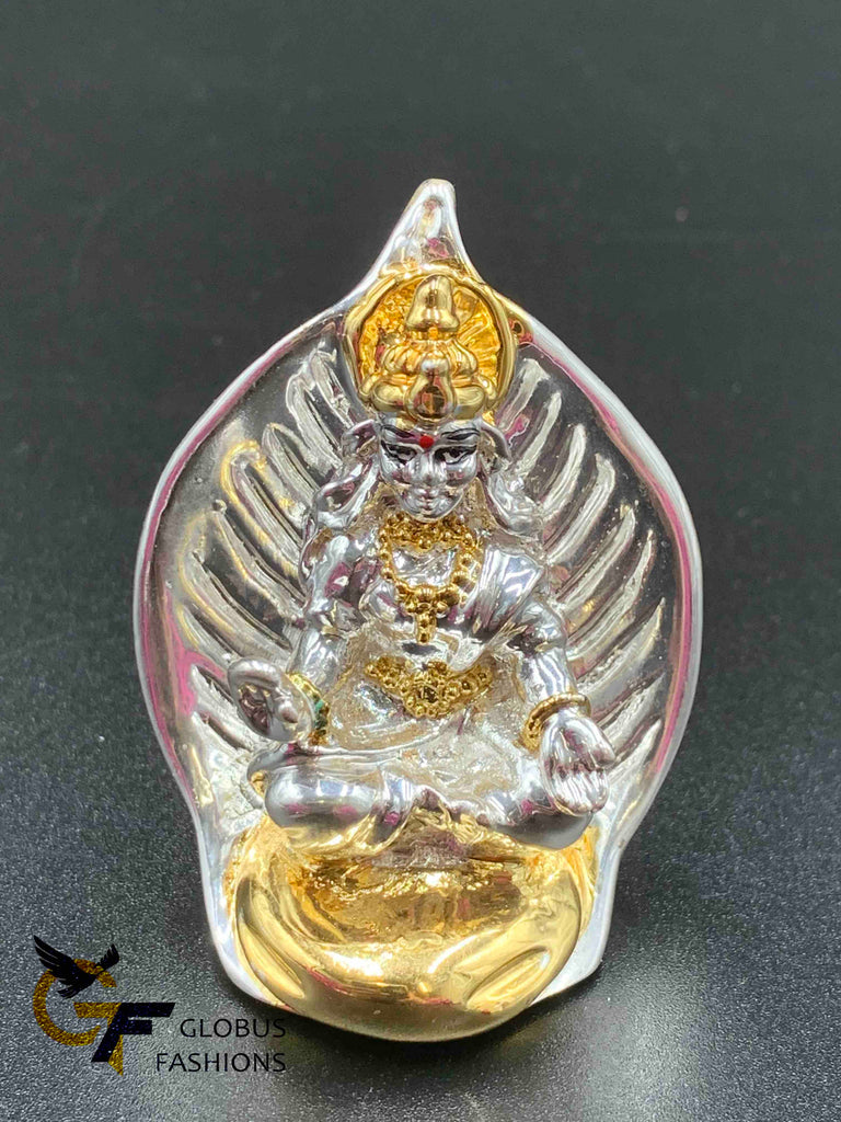 Beautiful leaf design back with silver Lakshmi Devi idol