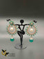 Traditional look cz stones and emerald stones with pearls German silver earrings
