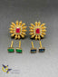 Square shape full gold studs with changeable stones