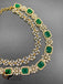Emerald & cz Stones double line necklace set