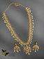 Cz stones and ruby stones with pearls long necklace set