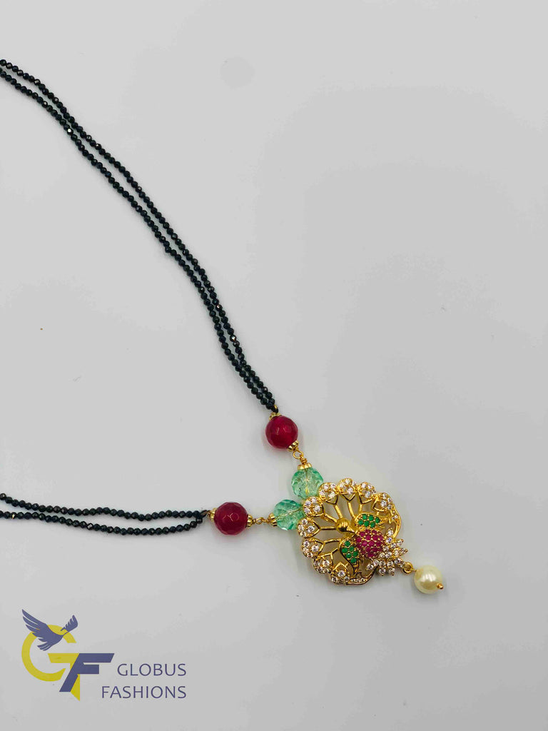 Beautiful multicolor stones peacock design pendant