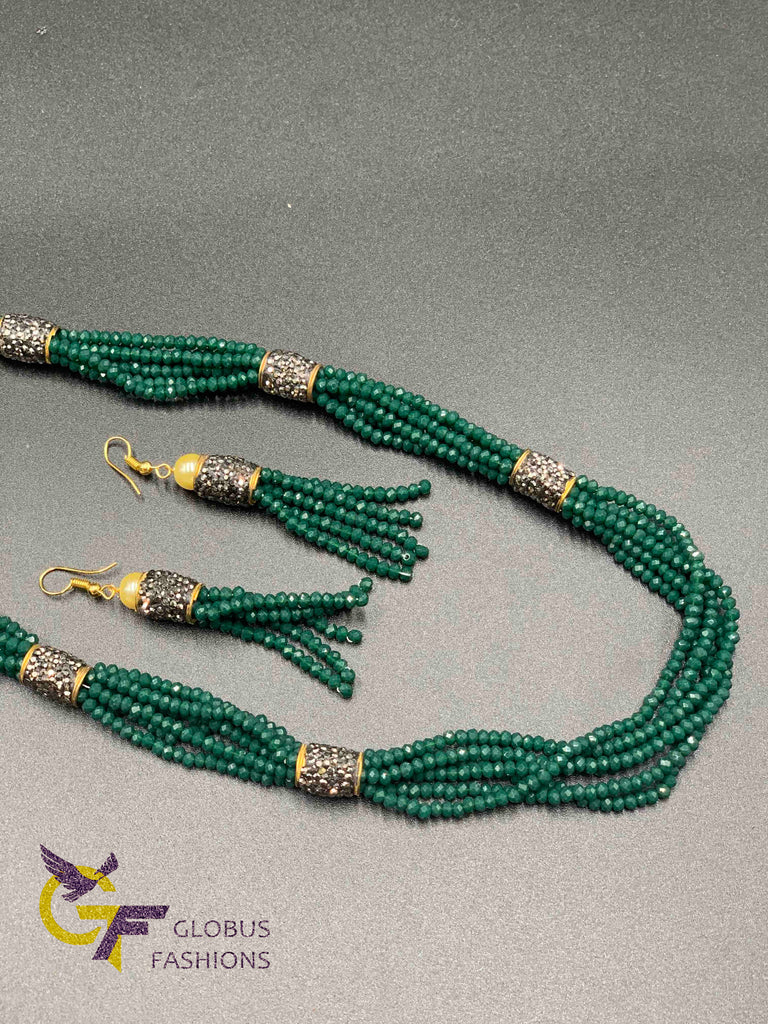 Dark green color beads long chain