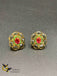 Different color stones round earrings